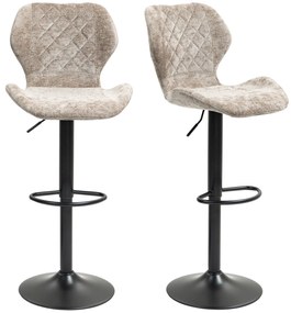 HOMCOM Stołki Barowe w Zestawie 2 szt., Regulowane Stołki Kuchenne z Oparciem, Gazowy Podnośnik, Podnóżek, Obrotowe, Brązowe