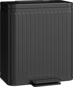 HOMCOM Kosz kuchenny, 2 x 20 L, efektywne sortowanie odpadów, pedałowy, tworzywo sztuczne, metal, czarny | Aosom PL