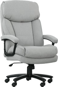 HOMCOM Duży wysoki fotel biurowy, 200 kg nośności, solidna konstrukcja, miękka tkanina, Jasnoszary