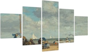 Obraz - Eugène Boudin, Beach  at Trouville, reprodukcje (125x70 cm)
