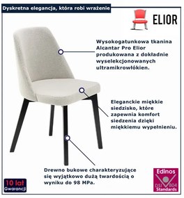 Jasnoszare krzesło tapicerowane na czarnych nogach E9-S32