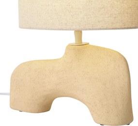 Lampa stołowa Wabi Sabi beżowa z lnianym abażurem 35cm - Florence