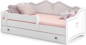Łóżeczko dziecięce Emma 160x80 cm białe z szufladą, materacem, stelażem i zdejmowaną bezpieczną barierką