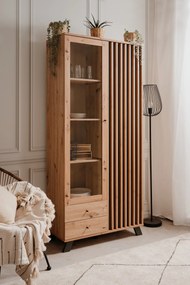 Witryna pokojowa z lamelami Medan dąb artisan/antracyt