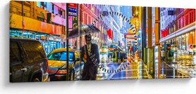 Obraz - Miasto w neonowym blasku (z zegarem) (90x30 cm)