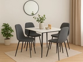 Stół jadalniany RION 80x80 cm z blatem ceramicznym, biały marmur