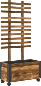 Outsunny Wysokie Łóżko z Podporą, na 4 Kółkach, Przetworzone Drewno Ciężkie, 65 cm x 31 cm x 147 cm, Czarny + Brązowy