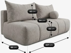 Sofa z Funkcją Spania SARIA Jasnoszara Szenil Nowoczesna