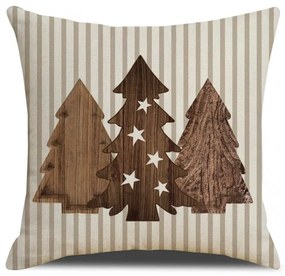 Świąteczna poszewka na poduszkę WOODEN TREES 45x45 cm, beżowa