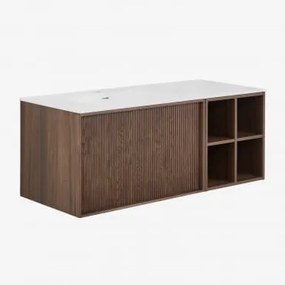 Zestaw Mebli Łazienkowych 120x50 Cm Wiszący Zintegrowany Z Umywalką Endika Ciemna Czerń - Sklum