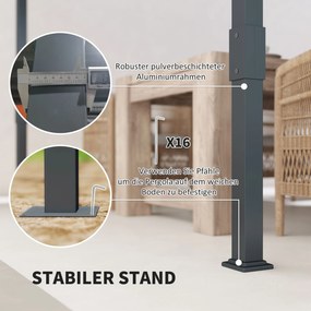 Outsunny Pergola ok. 3,5x3m Stabilna i Zimoodporna z Aluminiową Ramą i Regulowanym Zadaszeniem Szara