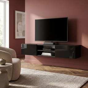 Szafka RTV wisząca GLOSSIA 120 cm do Salonu pod Telewizor - Czarny