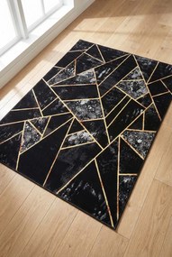 Czarny dywan z geometrycznymi wzorami Z0-P16