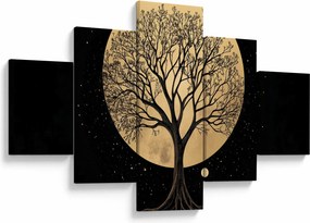 Obraz – Drzewo w złotej pełni księżyca I. (125x70 cm)