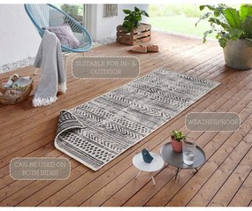 Czarno-kremowy chodnik odpowiedni na zewnątrz NORTHRUGS Biri, 80x350 cm