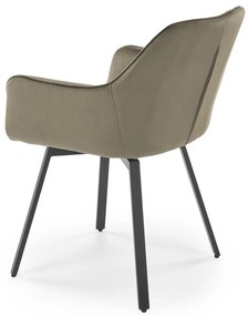 Krzesło do jadalni obrotowe z podłokietnikami beżowe welurowe K588