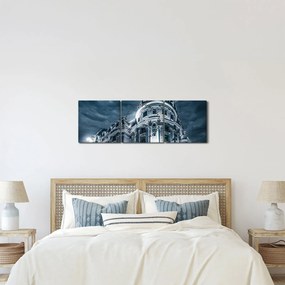 Obraz architektury w ciemności (z zegarem) (90x30 cm)