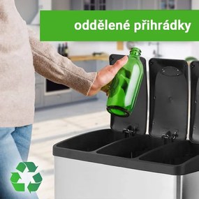 JAGO Kosz na śmieci z pedałem, stal nierdzewna, 3 x 20 L