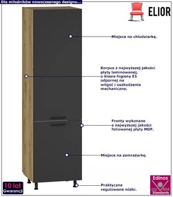 Kuchenna szafka do zabudowy lodówki dąb craft + antracyt Regato