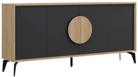Czarna niska komoda w dekorze dębu 180x82 cm Vae – Marckeric