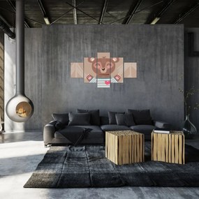 Obraz - Miś w koszulce w paski (125x70 cm)