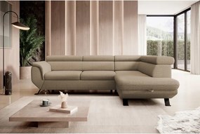 Narożnik RAVEN L Prawostronny wolnostojący z funkcją spania tkanina ARAGON 14 Cappucino WERSAL