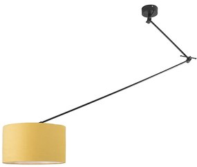 Lampa wisząca czarna z kloszem 35 cm żółtym regulowanym - Blitz I Nowoczesny Oswietlenie wewnetrzne