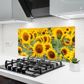 Panel Szklany Złociste Słoneczniki