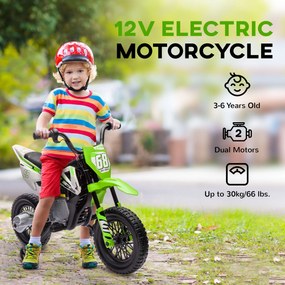 AIYAPLAY Elektryczny Motocykl dla Dzieci z Manualną Kontrolą Przepustnicy, Kołami Treningowymi, Muzyką, Zielony