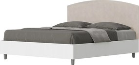 Łóżko wyposażone w stelaż z listwami 160x190 konstrukcja Frassino biała zagłówek microfibra Piaskowy Antilia