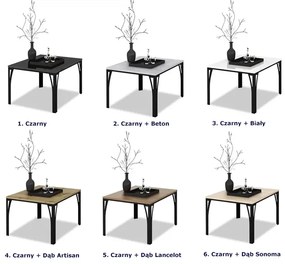 Nowoczesny stolik kawowy z metalowym stelażem czarny + dąb lancelot Darla