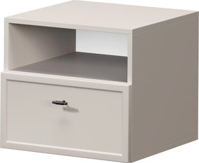 Szafka nocna wisząca Lorini z szufladą 45 cm - kaszmir / czarny uchwyt T-bar