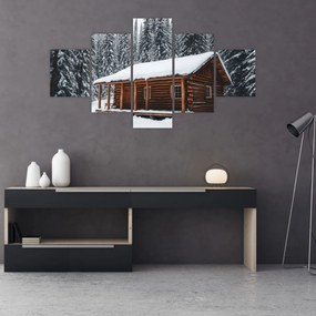 Obraz - Pokryta śniegiem chata (125x70 cm)