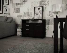 Czarna komoda z szufladami do salonu - Nemeso 4X