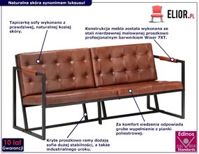Brązowa sofa 3-osobowa ze skóry koziej – Bienee
