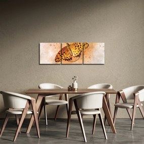 Obraz - Pomarańczowy motyl, akwarela (z zegarem) (90x30 cm)