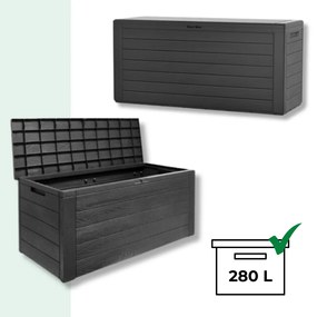 Prosperplast Pojemnik do przechowywania WOODEBOX, 280L, 120x46x57cm, antracytowa