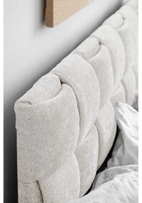 Kremowe tapicerowane łóżko dwuosobowe ze stelażem 160x200 cm Eve – Miuform