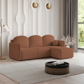 Masseno Narożnik SUVINO z funkcją spania i pojemnikiem na pościel Narozniki L, Rozkładana sofa - Miedziany, QUELLE 54
