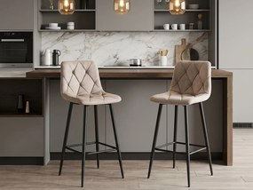 Ciemnobeżowe krzesło barowe NADO VELVET z czarnymi nogami