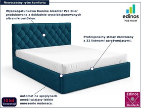 Niebieskie pikowane łóżko tapicerowane 3 rozmiary L1-C90
