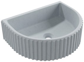 Umywalka betonowa podwieszana / nablatowa półokrągła bez otworu na baterię 45 x 36 cm MUSLIN | różne kolory : Kolor - Jasny szary, Typ montażu - nablatowa