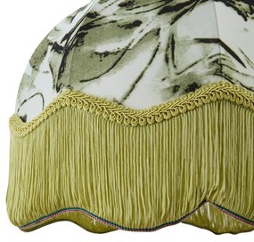 Abażur z tkaniny z motywem liści i białym wnętrzem 31,5/15/14 - Heritage klasyczny/Antyczny