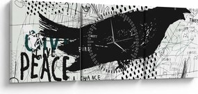 Obraz - Street art - ptak (z zegarem) (90x30 cm)