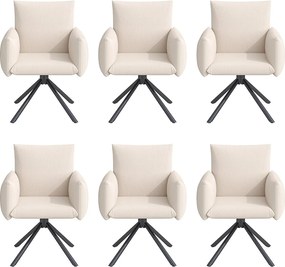 Zestaw 6 krzeseł do jadalni - 60 x 60 x 88 cm - krzesła tapicerowane - obrotowe 360° - len - beż