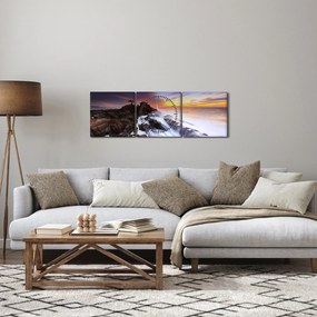 Obraz góry we mgle (z zegarem) (90x30 cm)
