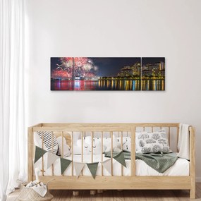 Obraz fajerwerków w Singapurze (170x50 cm)