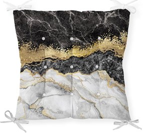 Poduszka na krzesło Minimalist Cushion Covers Black Gold Marble, 40x40 cm
