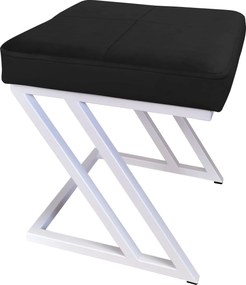 Pufa ZETA tkanina Welur loft ławka podnóżek metal : Kolor Stelaża - Biały, Kolor tkaniny - VELVET - MG19, Typ tkaniny - Velvet