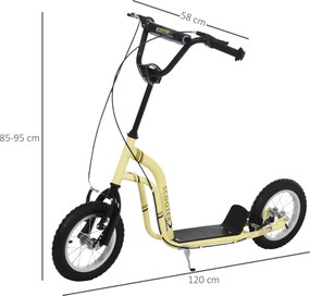 HOMCOM Hulajnoga miejska dla dzieci Opony pneumatyczne Regulowana kierownica Aluminiowa Czarna | Aosom PL